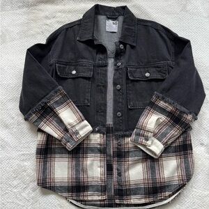 SO Black and Plaid Jean Jacket